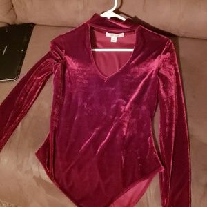 Velvet red body suit
